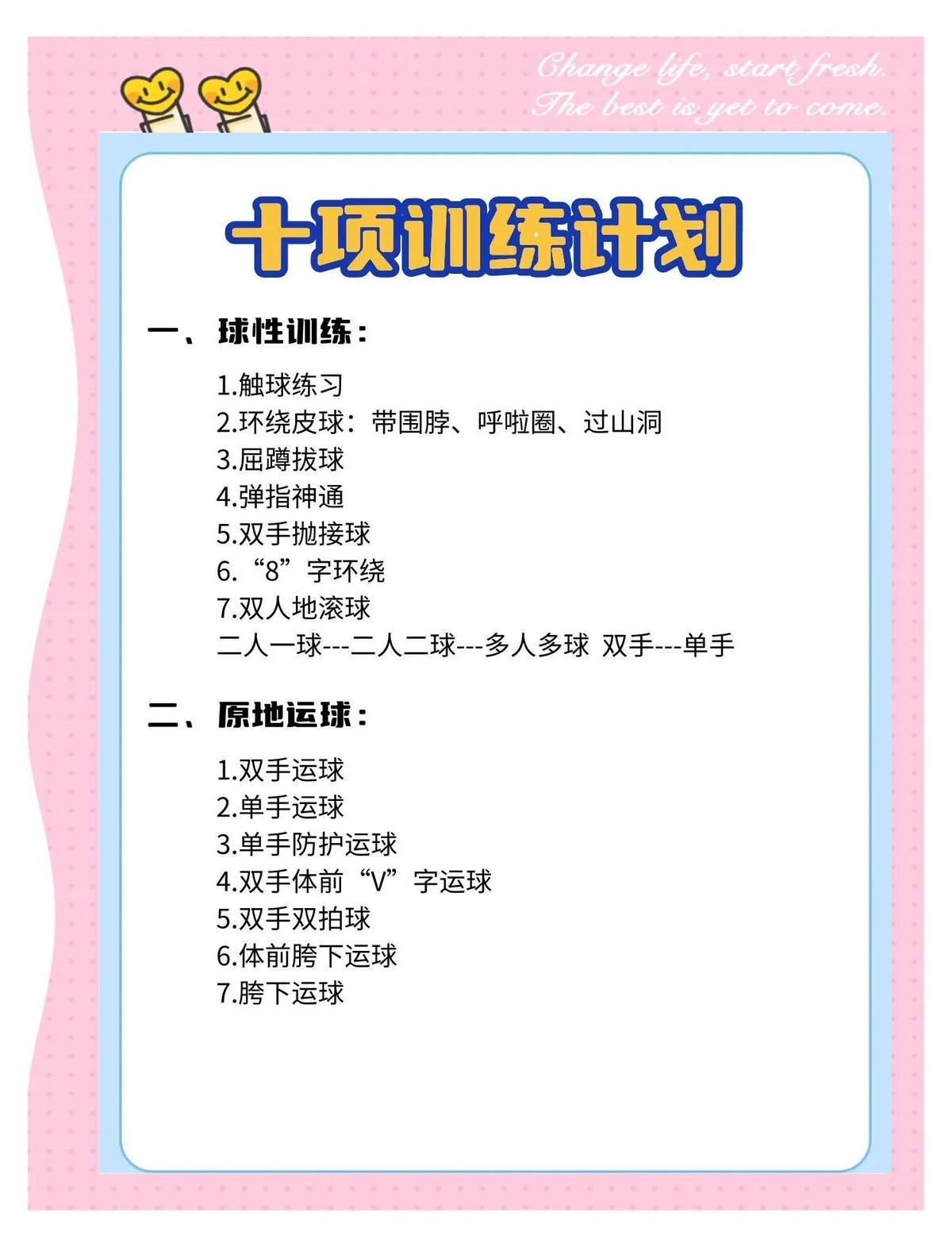 少儿篮球体适能训练计划模板